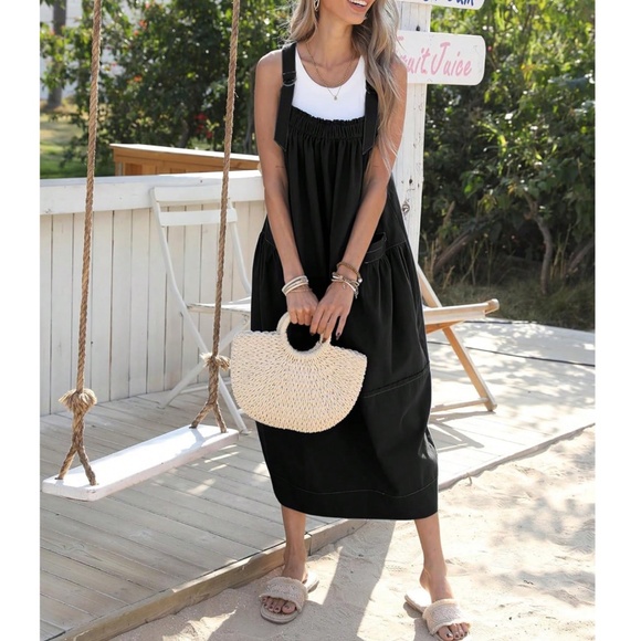 Solid Reverse Stitch Tie Back Minimalist Dress - Picture 4 of 9